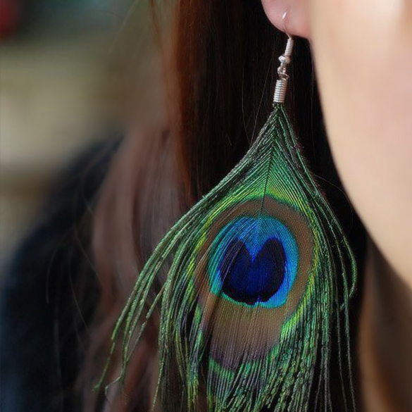 New Fashion Beauty Peacock Feather Pendant Earrings on Luulla